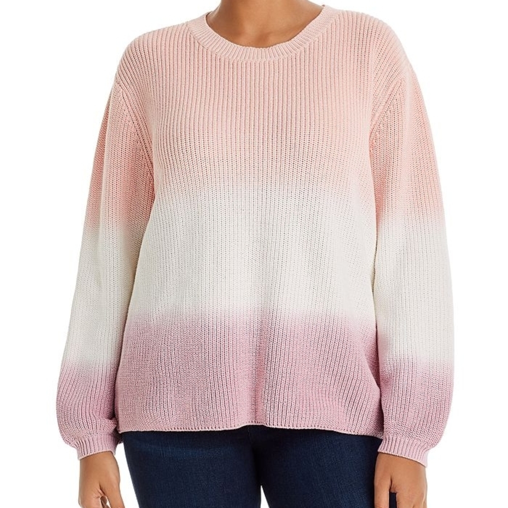 AQUA Curve Ombrè Knit Sweater. Size 1X. Color Pink.